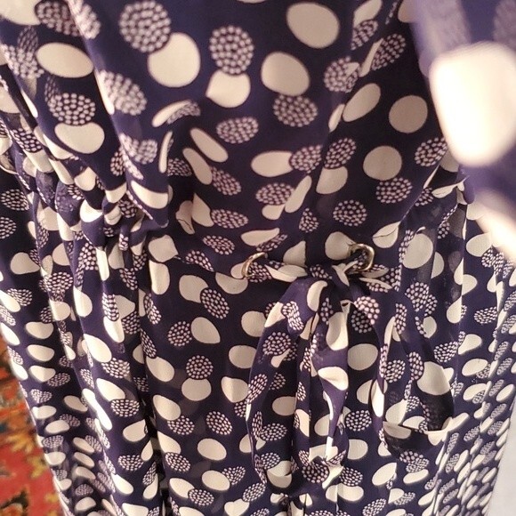 Anne Klein Hi-Low Dress, Sheer- fully lined, Blue & White, Size 8 NWT - Picture 3 of 9